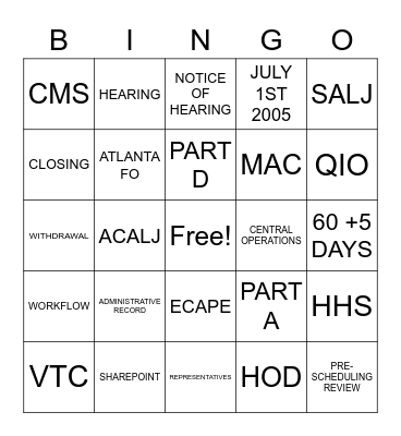OCPM BINGO Card