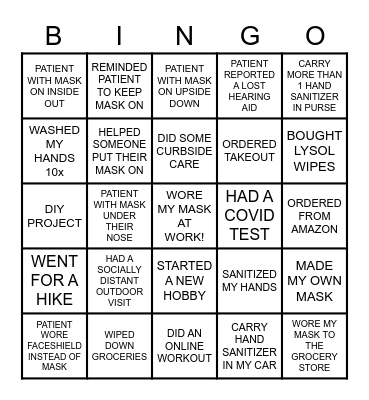 COVID BINGO 2020 Bingo Card