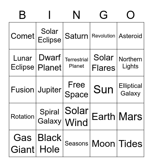 Space Bingo Card