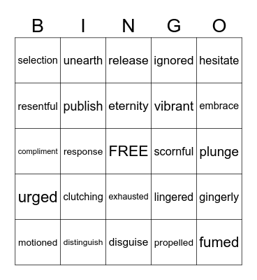 Vocabulary Bingo Card