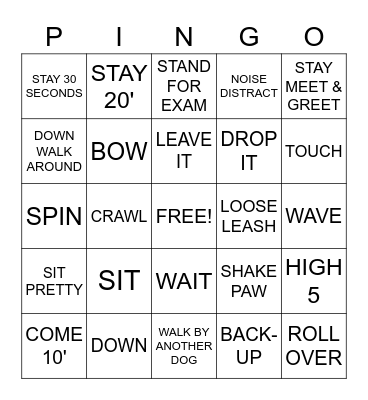 Dog Show Bingo Card