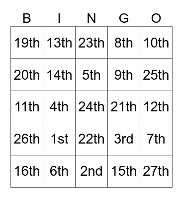 Amendment Bingo Card