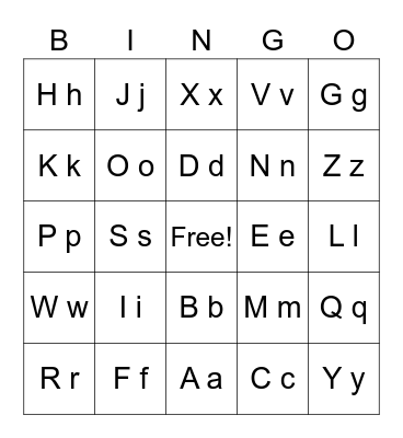 Alphabet Bingo Card