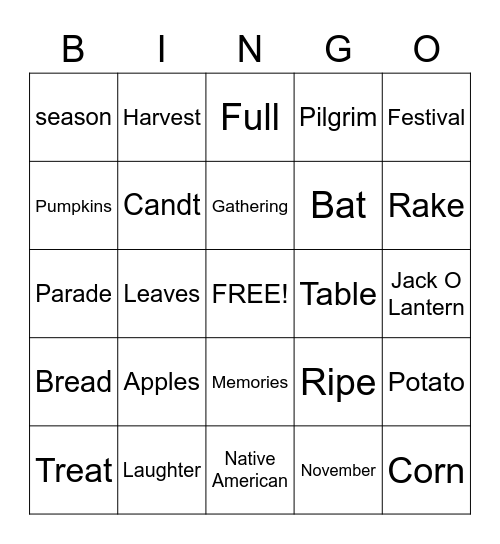 Selkirk Lodge Fall Bingo  Bingo Card