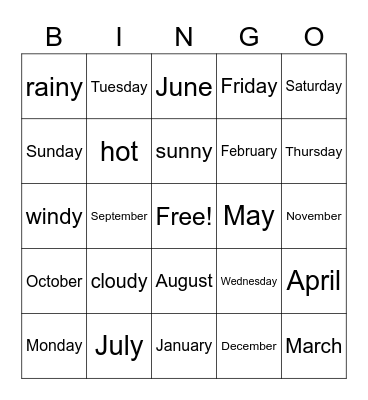 Time of the Year Bingo Card