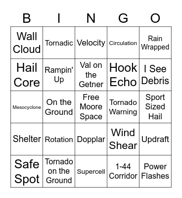 Okie Tornado Bingo Card