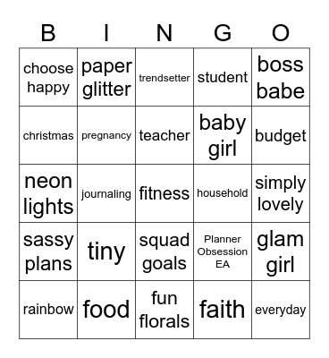 Planner Obsession July Bingo Card