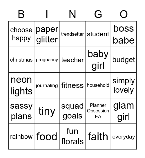 Planner Obsession July Bingo Card