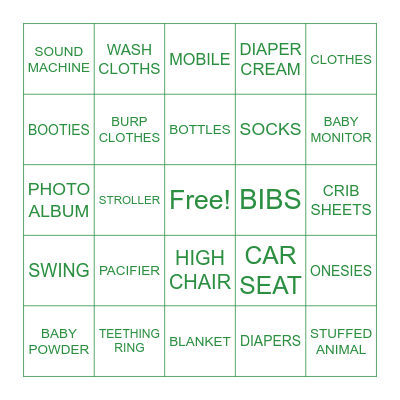 BABY BINGO Card