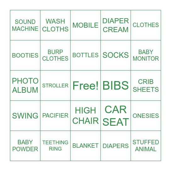 BABY BINGO Card