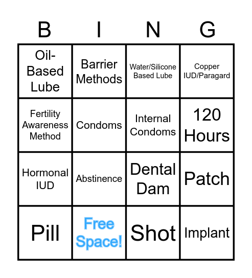 SAFER SEX BINGO! Bingo Card