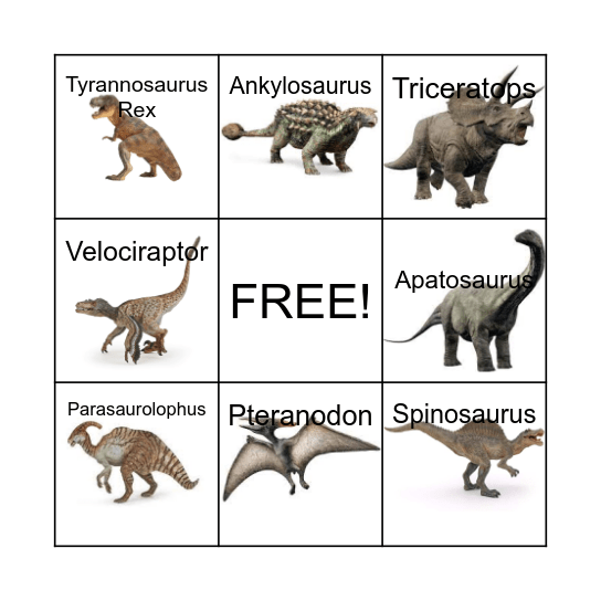 Dinosaurs Bingo Card