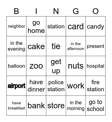 Family and Friends 2 - Unit 7+8+9 Bingo Card