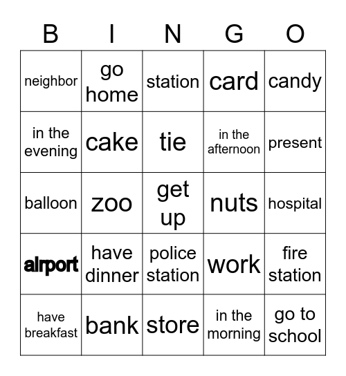 Family and Friends 2 - Unit 7+8+9 Bingo Card