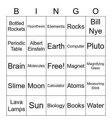 Silly Science Bingo Card