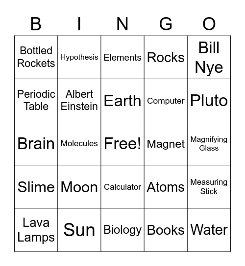 Silly Science Bingo Card