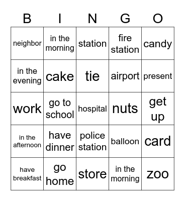 Family and Friends 2 - Unit 7+8+9 Bingo Card