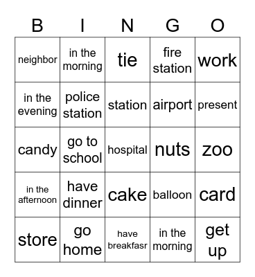 Family and Friends 2 - Unit 7+8+9 Bingo Card