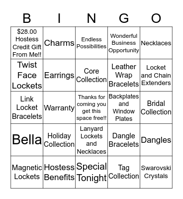 Origami Owl Bingo Card