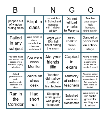 Yojana Vidyalaya 2000-01 Bingo Card