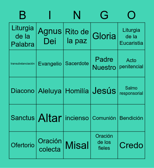 LA SANTA MISA Bingo Card