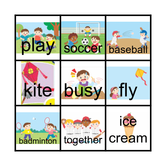 Lesson 6 words Bingo Card
