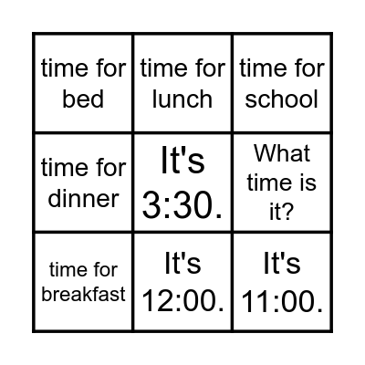 Lesson 5 Sentences Bingo Card
