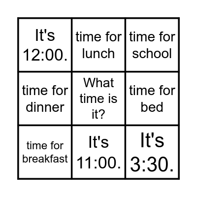 Lesson 5 Sentences Bingo Card