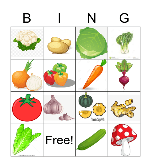 VEGETABLES Bingo Card