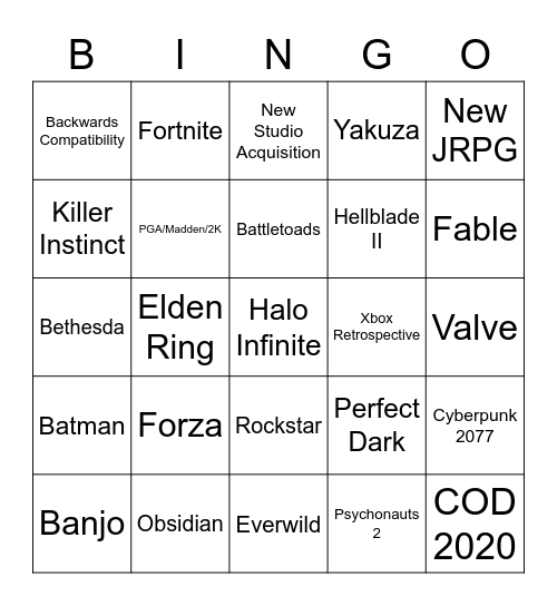 June 23rd Bingo Card