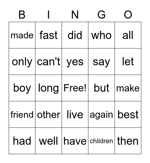 Blue 1-3 Sight Words Bingo Card