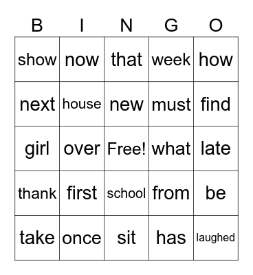 Blue 1-3 Sight Words Bingo Card