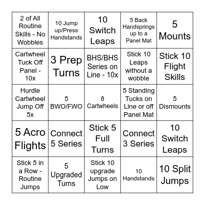Optional Beam Bingo Card