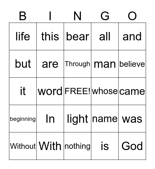 Latin Review Game Bingo Card