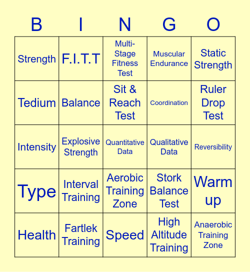 Chapter 3: Physical Training Bingo Card