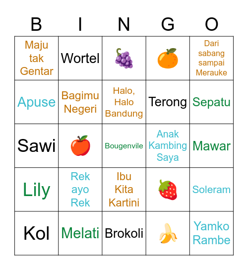 JUY BINGO GAMES Bingo Card