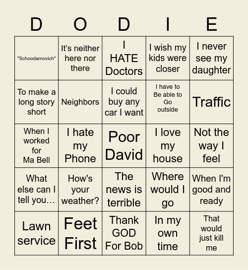 Dodie Bingo Card