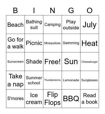 Summer Bingo! Bingo Card
