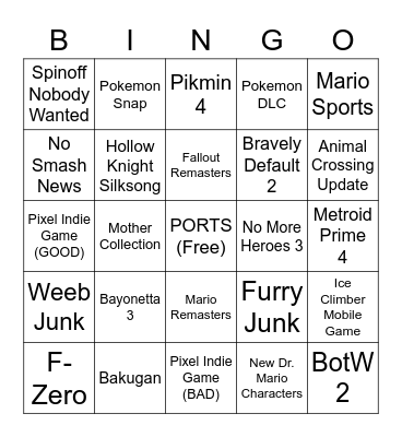 NINTENDO DIRECT BINGO Card