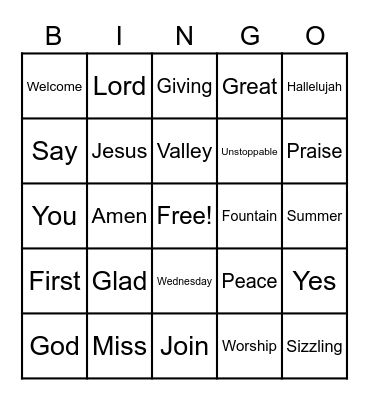 Summer Sizzling Services Bingo Card