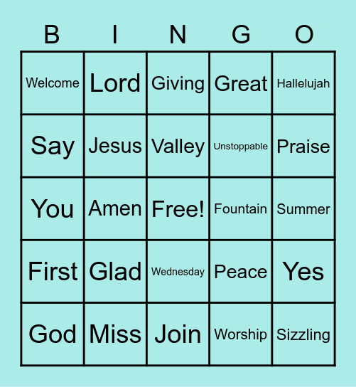 Sizzling Summer Services Bingo Card