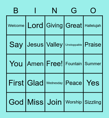 Sizzling Summer Services Bingo Card