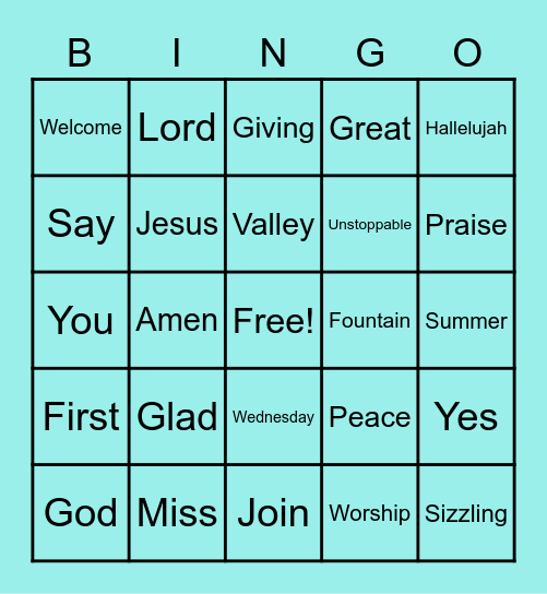 Sizzling Summer Services Bingo Card