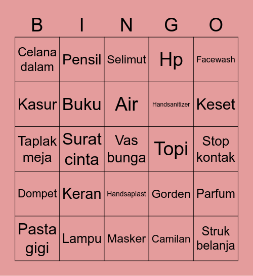 Bingonya Moyica Bingo Card