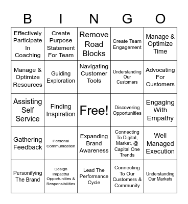 SKILLS FRAMEWORK Bingo Card