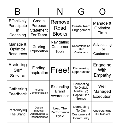 SKILLS FRAMEWORK Bingo Card