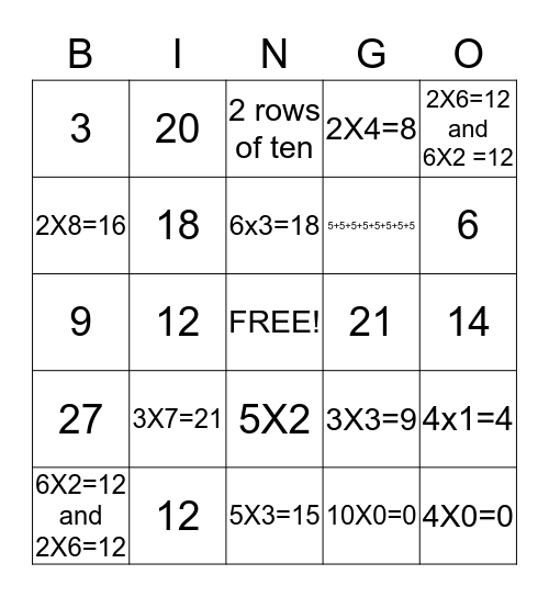 Chapter 3 Bingo Card