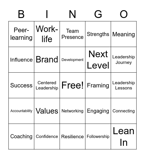 Leadership Academy Capstone Bingo Card