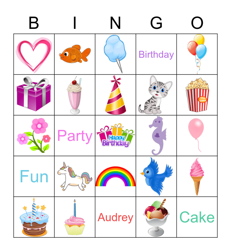 Unicorn Birthday Bingo Card
