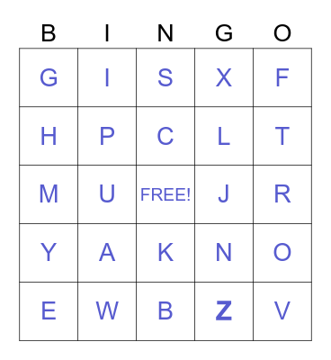 SAM ABC Bingo Card